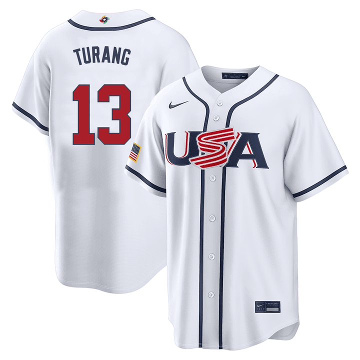 13 Brice Turang Usa 2026 World Baseball Classic Baseball Jersey Team Usa Wbc 2026 Merch Navy