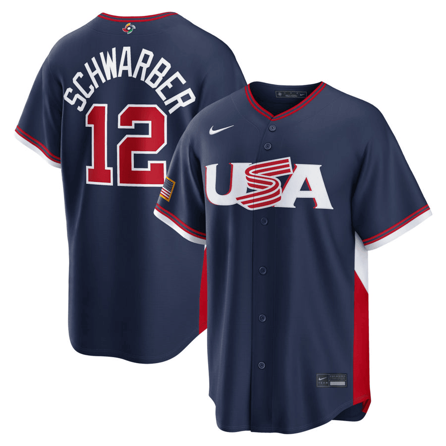12 Kyle Schwarber Usa 2026 World Baseball Classic Baseball Jersey Team Usa Wbc 2026 Merch White