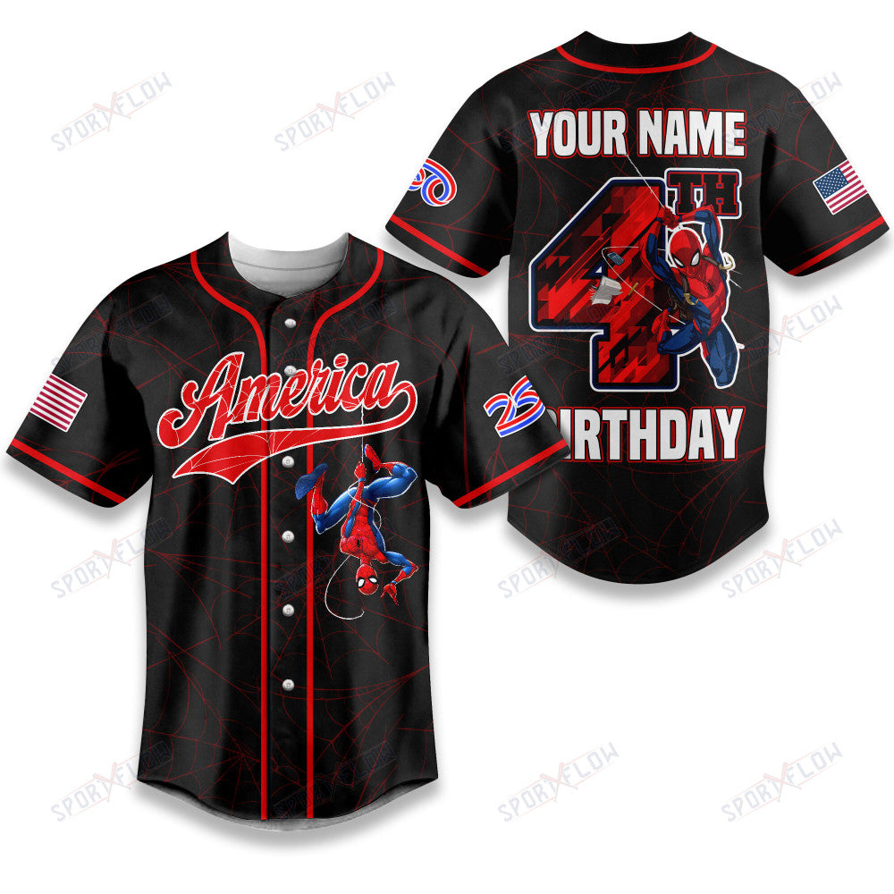 Spiderman America 250Th Anniversary 4Th Of July Birthday Baseball Jersey V1