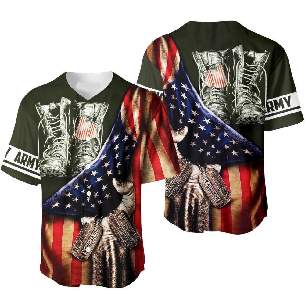 Patriotic Usa Army T-Shirt - American Flag &amp; Dog Tags Design - Perfect Gift For Veterans