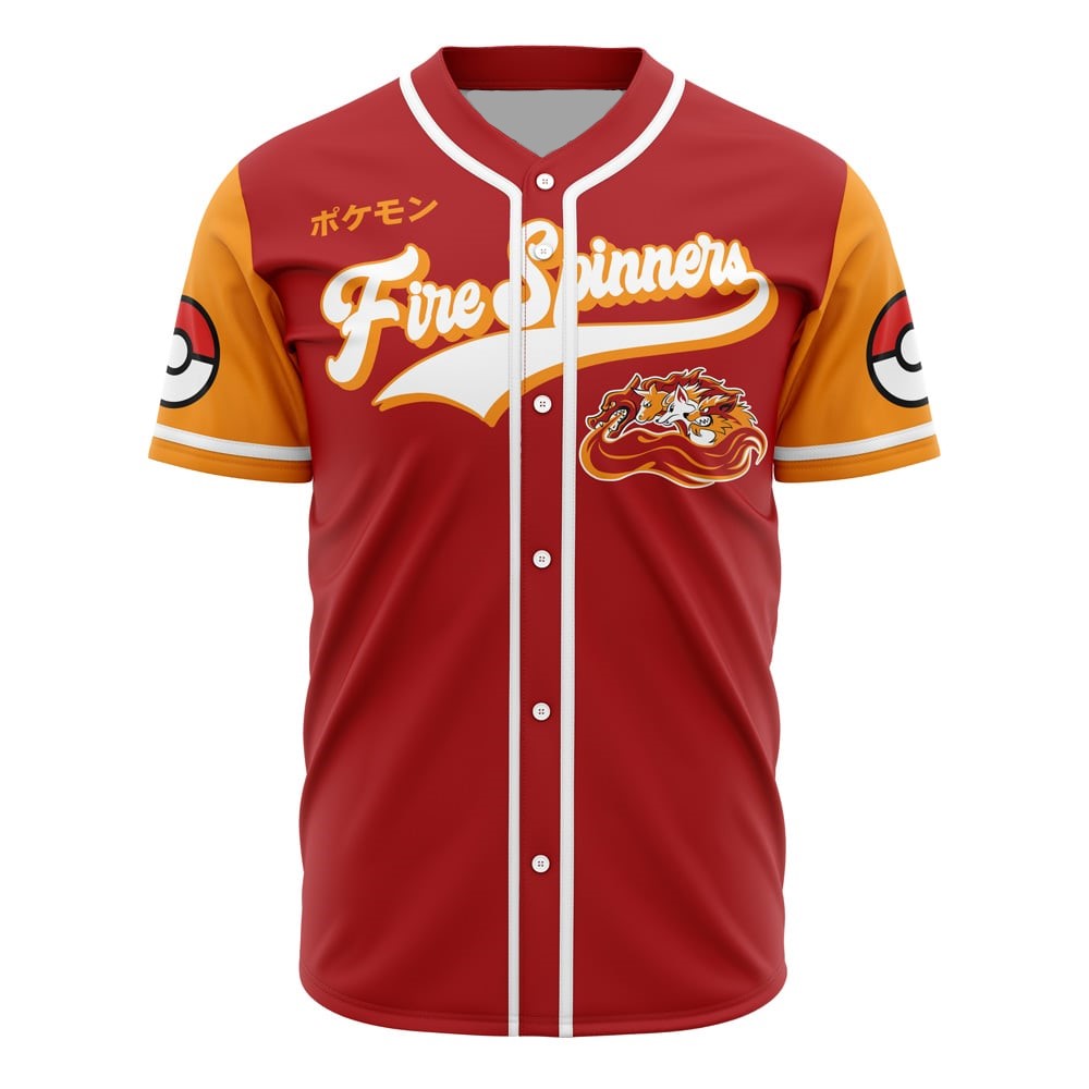 Fire Spinners Baseball Jersey - Bold Red &amp; Orange Design For Fans , Limited Edition
