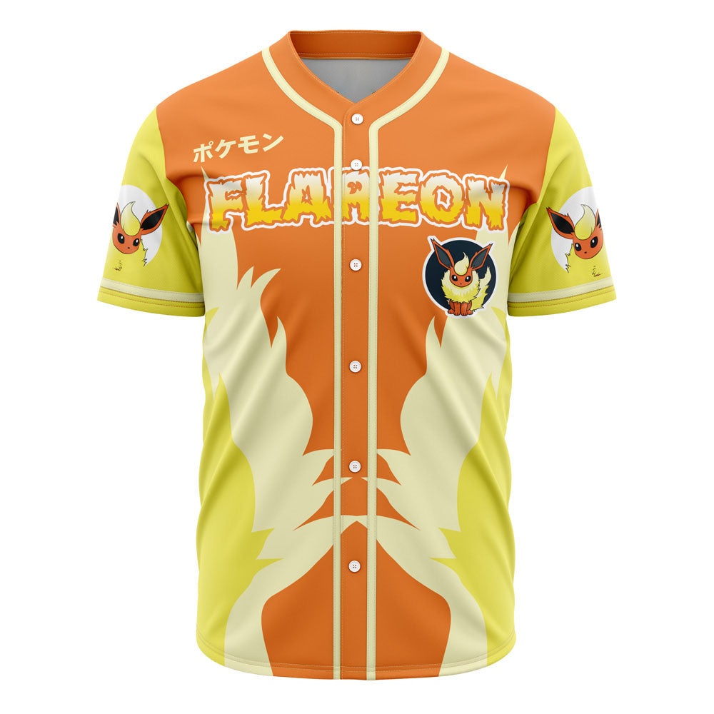 Flareon Anime Baseball Jersey - Vibrant Pokémon Fan Apparel For Gamers &amp; Collectors