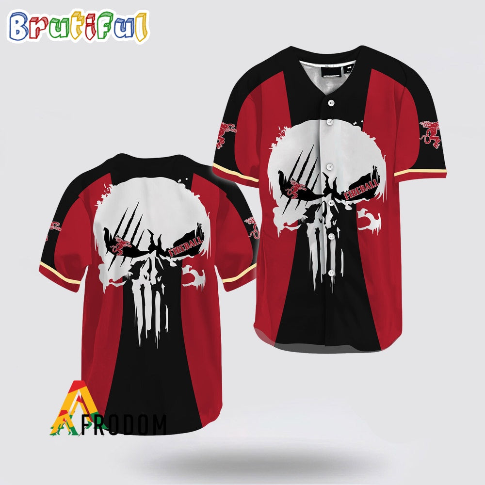 Ghost Head White Skull Fireball Whiskey Baseball Jersey