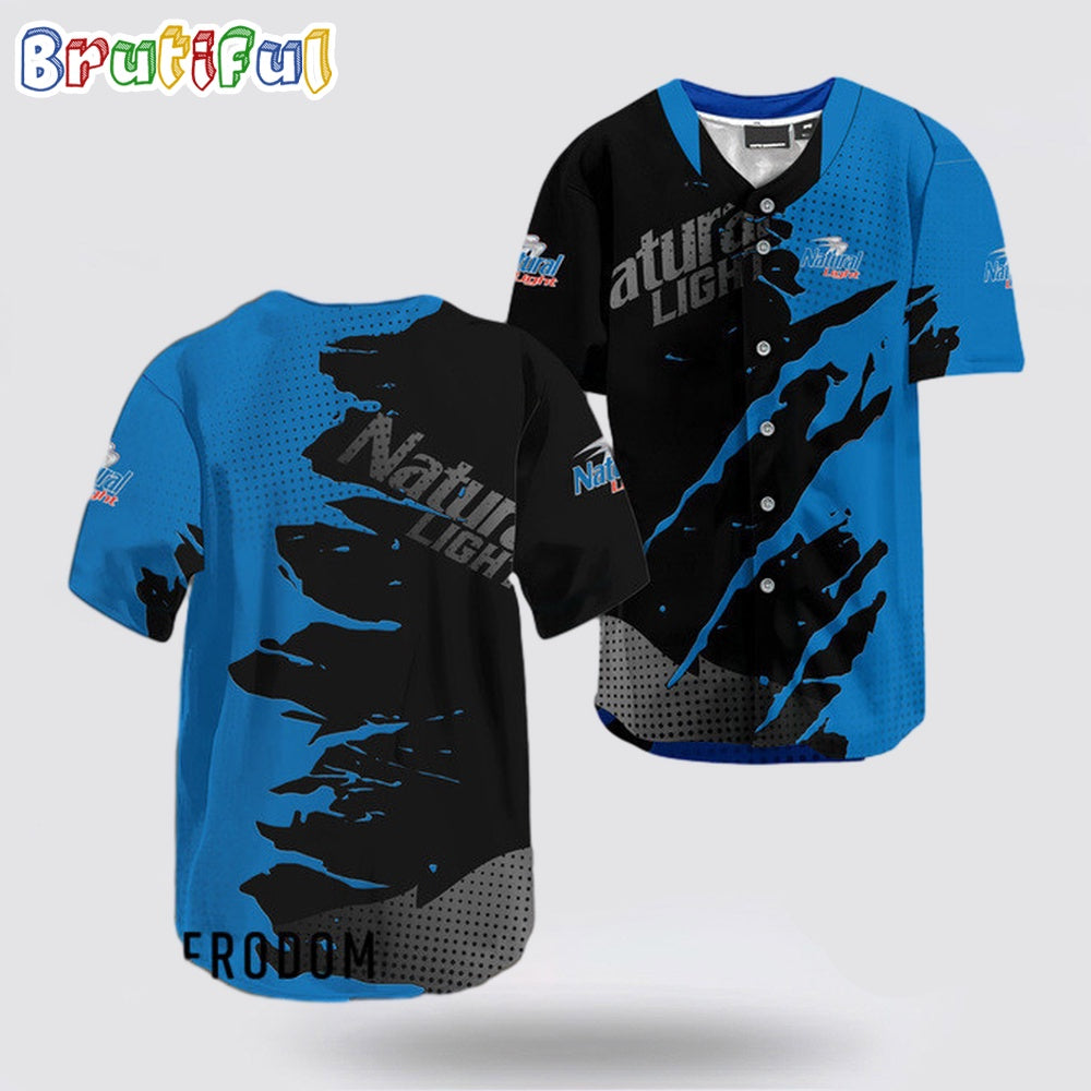 Natural Light Beer Metal Crack Pattern Baseball Jersey