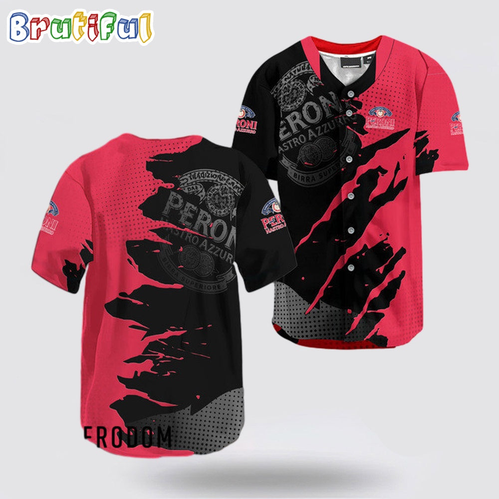 Peroni Brewery Metal Crack Pattern Baseball Jersey