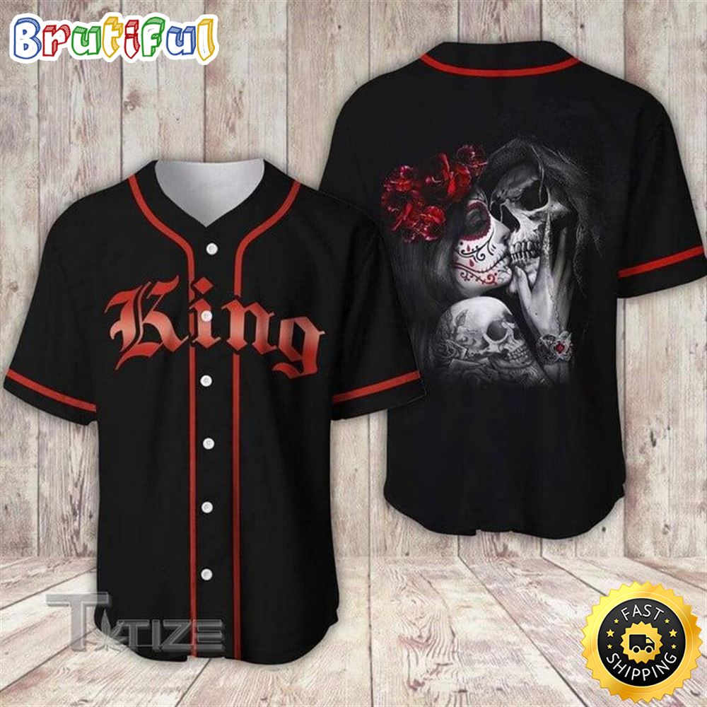 Tattoo King And Queen Skull Couple Baseball Jersey Baseball Shirt