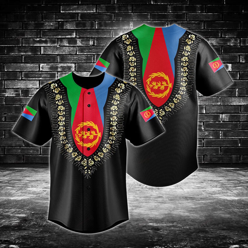 Vibrant African Heritage Baseball Jersey - Bold Colors &amp; Cultural Design
