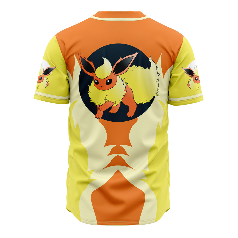 Flareon Inspired Baseball Jersey - Vibrant Anime Design For Fans - Unisex Sizes Available