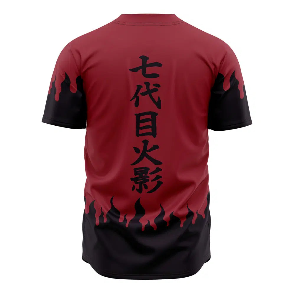 Anime-Inspired Red Flame Baseball Jersey – Unique Streetwear Top For Fans