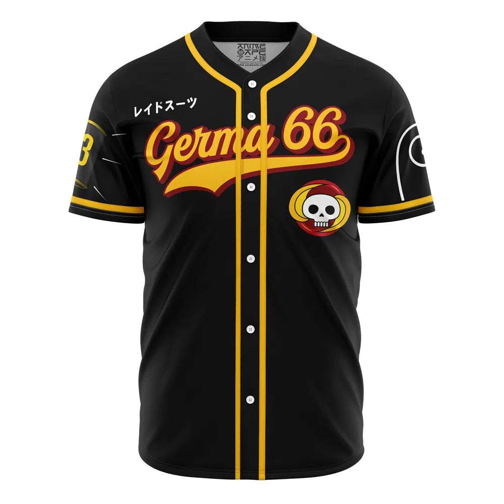 Anime-Inspired Germa 66 Baseball Jersey – Stylish Black &amp; Yellow Design, Perfect For Fans!