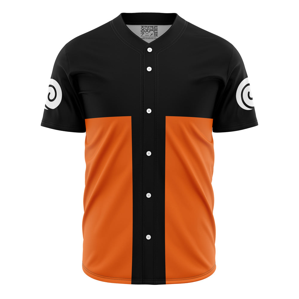 Anime-Inspired Black &amp; Orange Button-Up Baseball Jersey - Stylish &amp; Unique Design