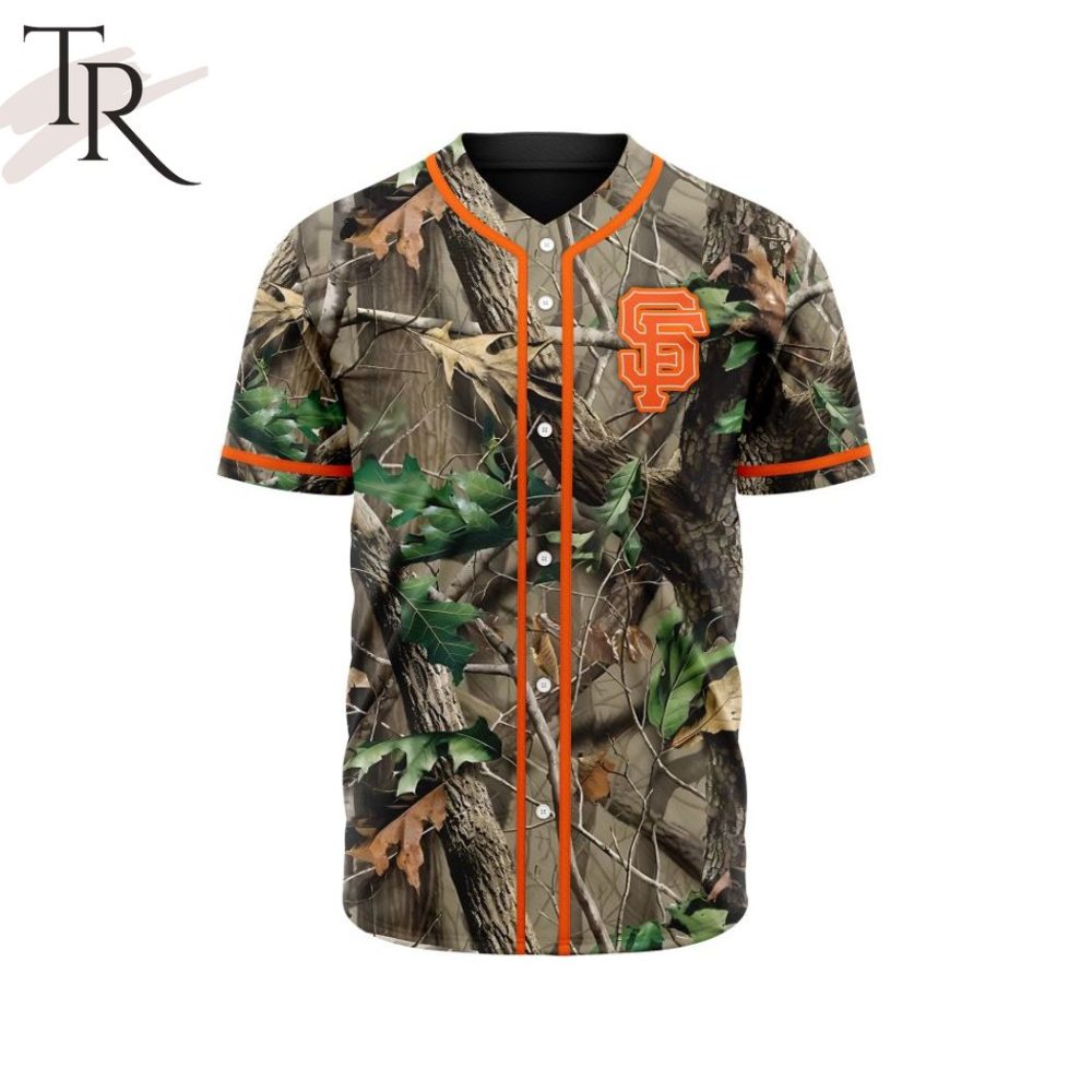 Men'S Camo Baseball Jersey – Outdoor Camouflage Shirt With Orange Trim